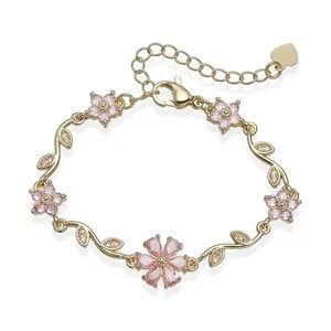 PINK GOLD CZ FLORAL BRACELET